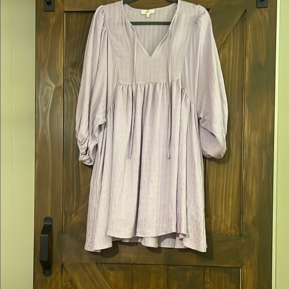 Entro Purple Asymmetrical Sundress with Bishop Sleeves
